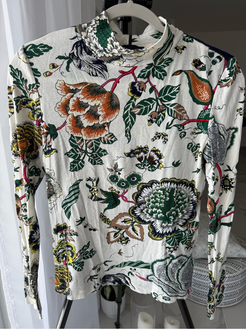 Tory Burch Happy Times Floral Turtleneck Top Size Small/P